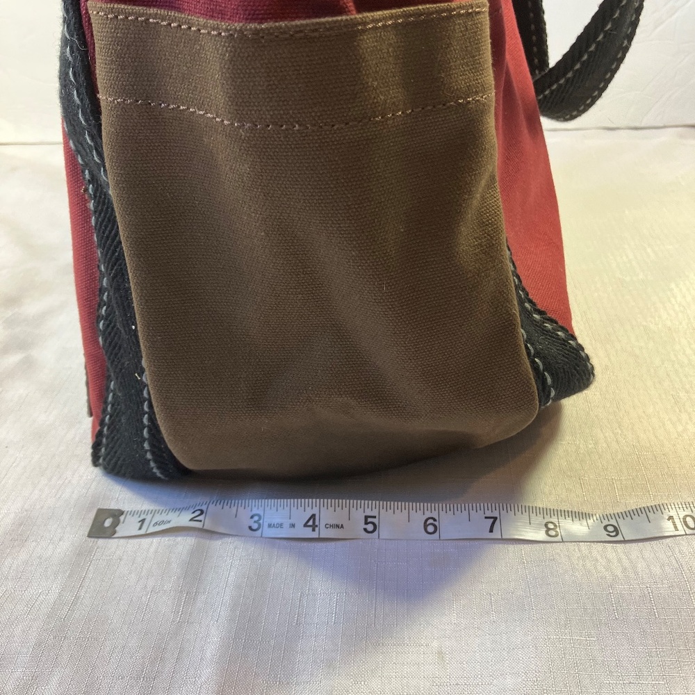 Chala Toffy Dog Large Tote Canvas/Vegan Leather, Burgundy With Black Handles EUC - Picture 6 of 13